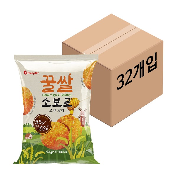 [무료배송] 꿀쌀소보로 70g x 32개 (1박스) 쌀과자간식